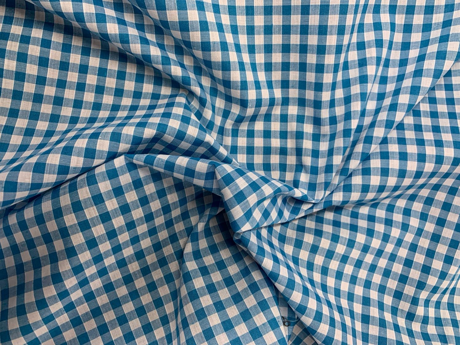 Gingham Polycotton 1/4” Turquoise