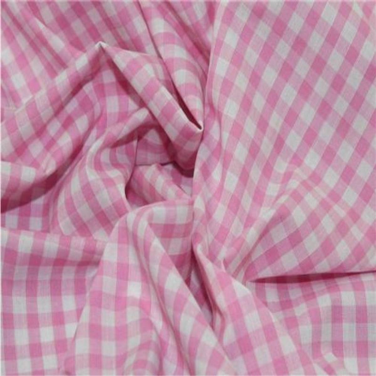 Gingham Polycotton 1/4” Baby Pink