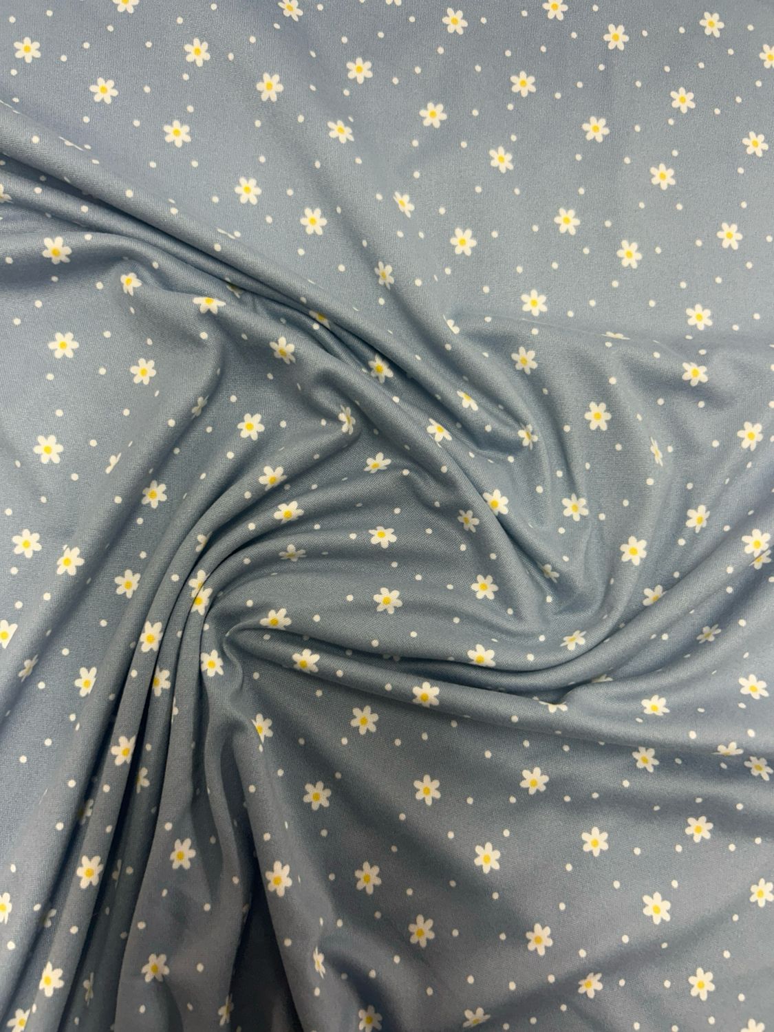 Jersey Flannel Flowers Blue