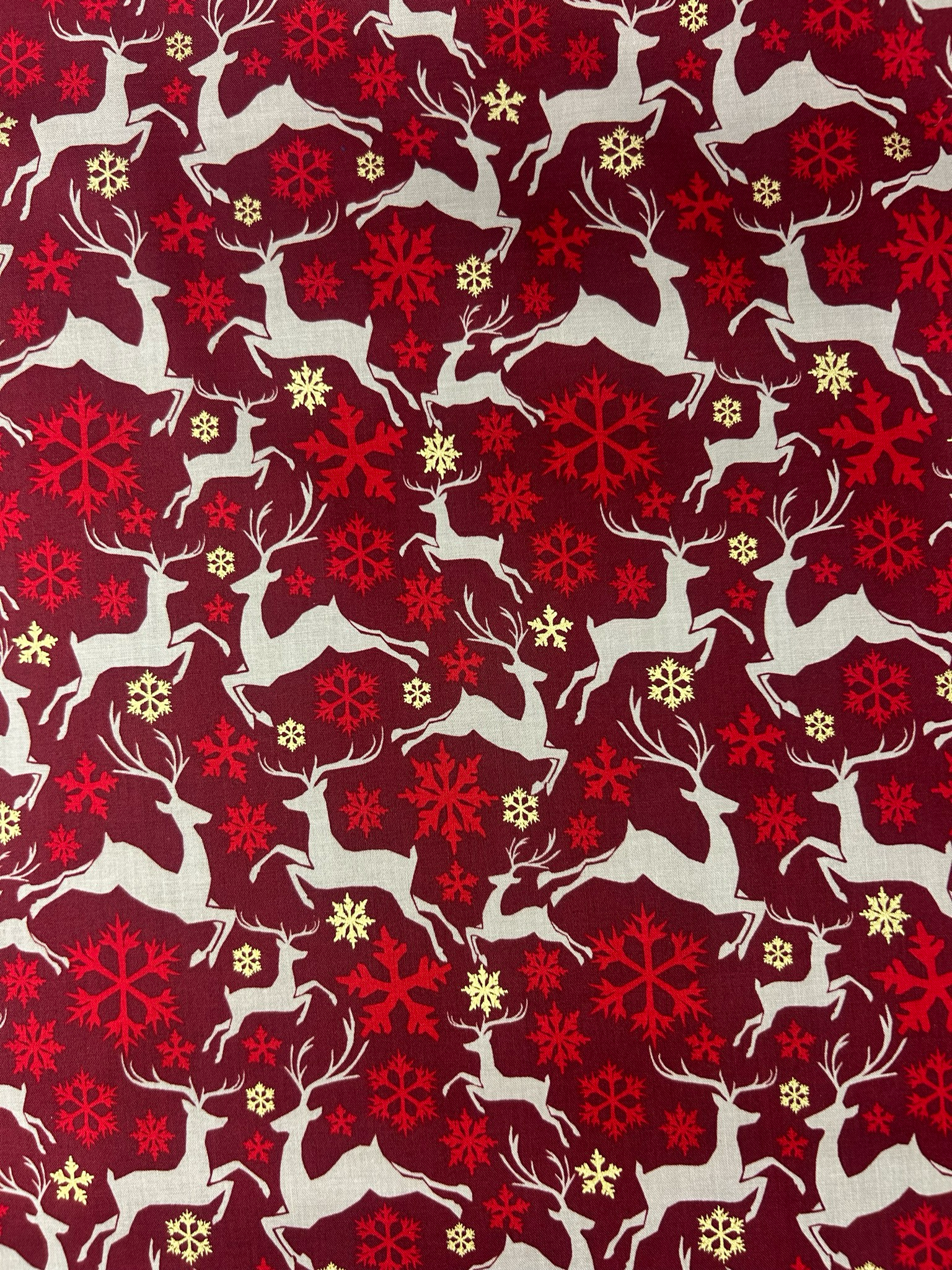 Reindeer Snowflake Burgundy Red