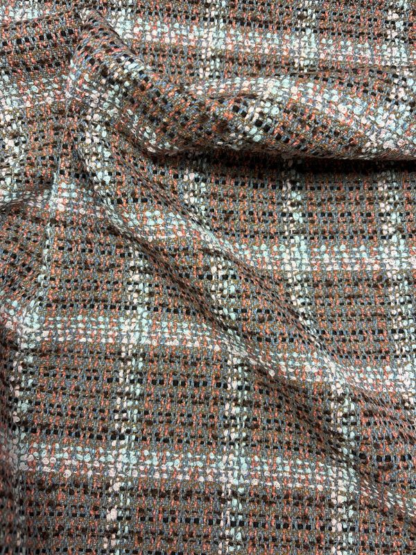 Wool Mix Boucle Grid Pink