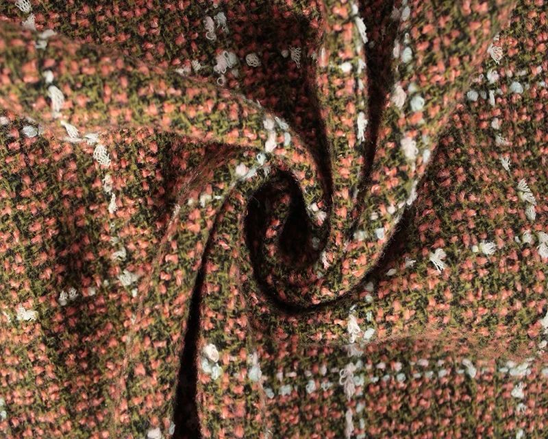 Wool Mix Boucle Grid Rust