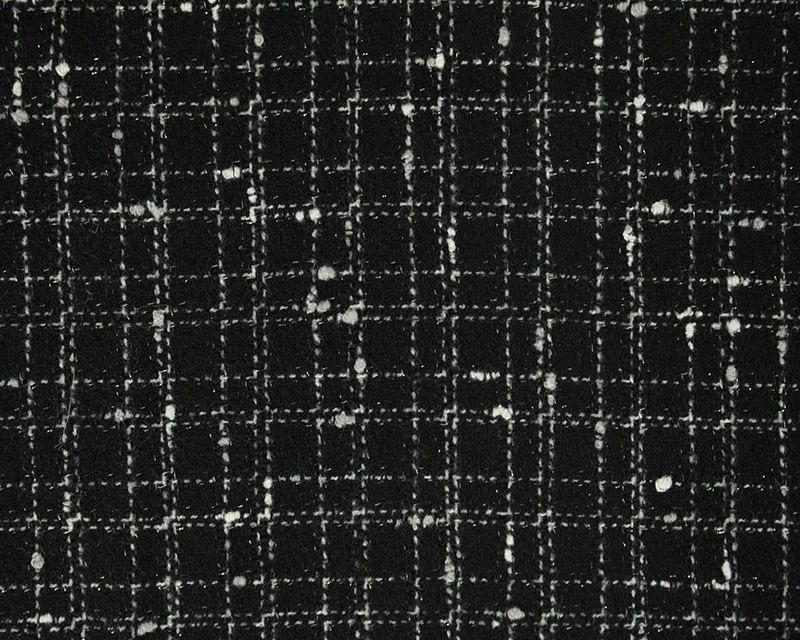 Wool Mix Boucle Grid Black