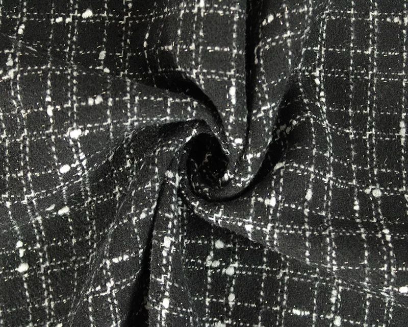 Wool Mix Boucle Grid Black