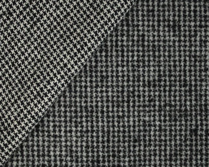 Wool Mix Houndstooth Black