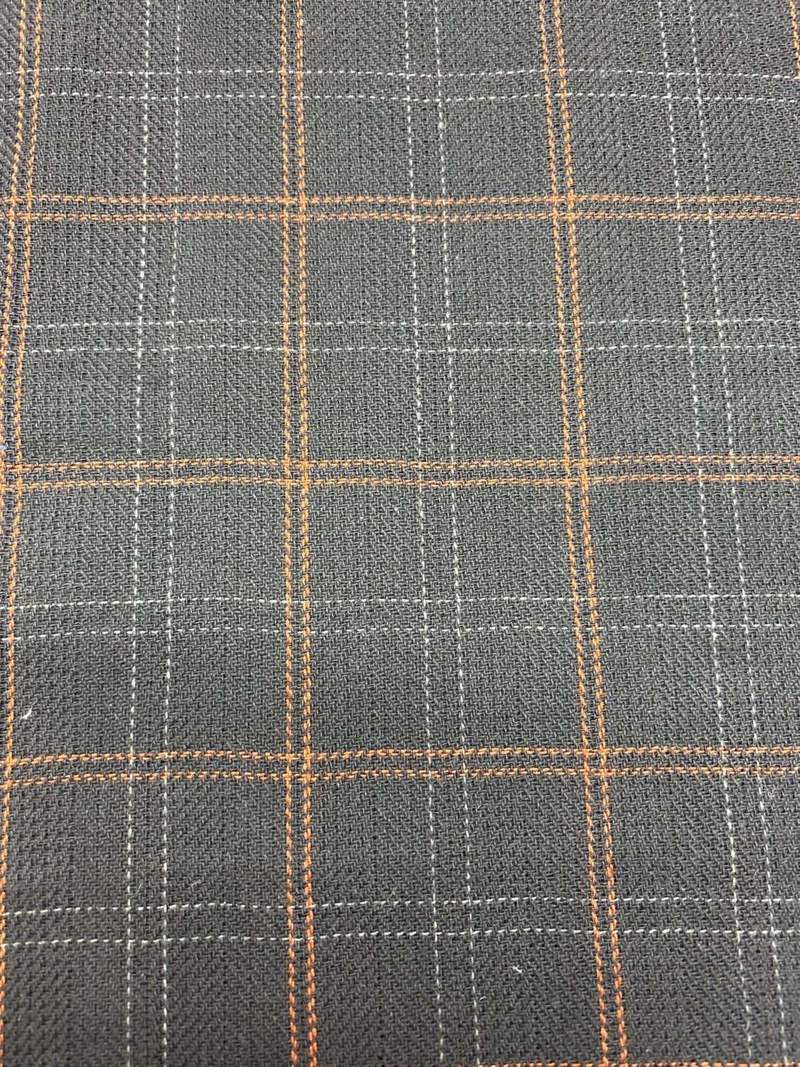 Wool Mix Blend Check Navy