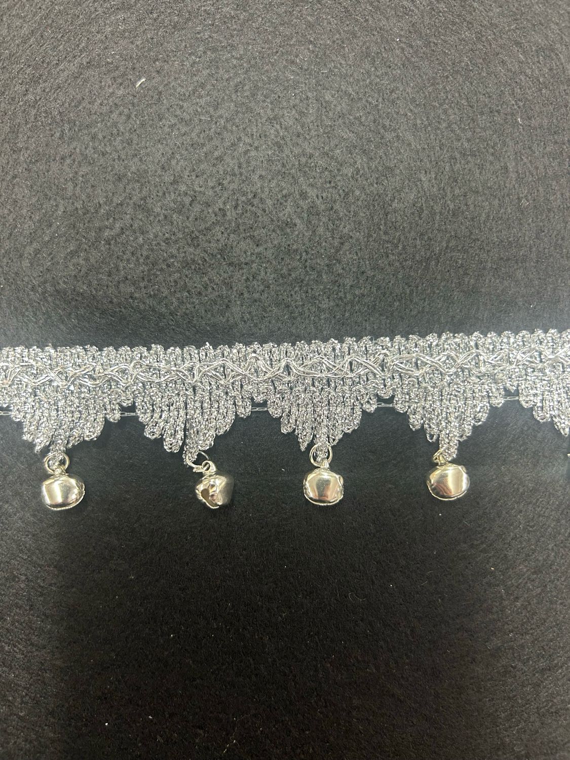 Silver Metallic Triangle Fringe With Bell