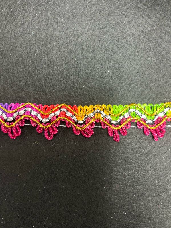 Multi Carnival Rainbow Braid Cerise Scallop