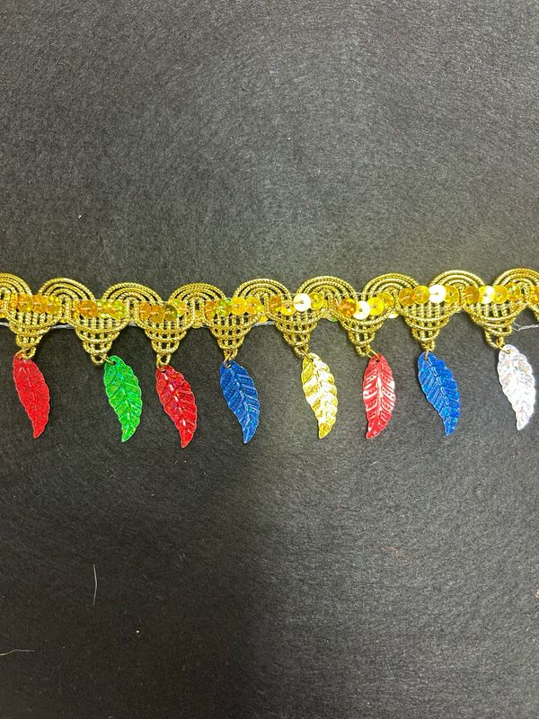 Rainbow Holographic Sequin Leaf Fringe