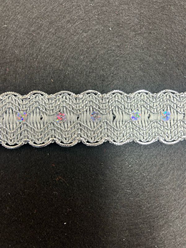 Silver Metallic Rope Edge Sequin Flower