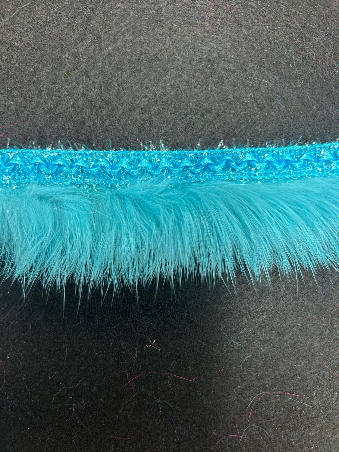 Turquoise Glitter Fur Trim