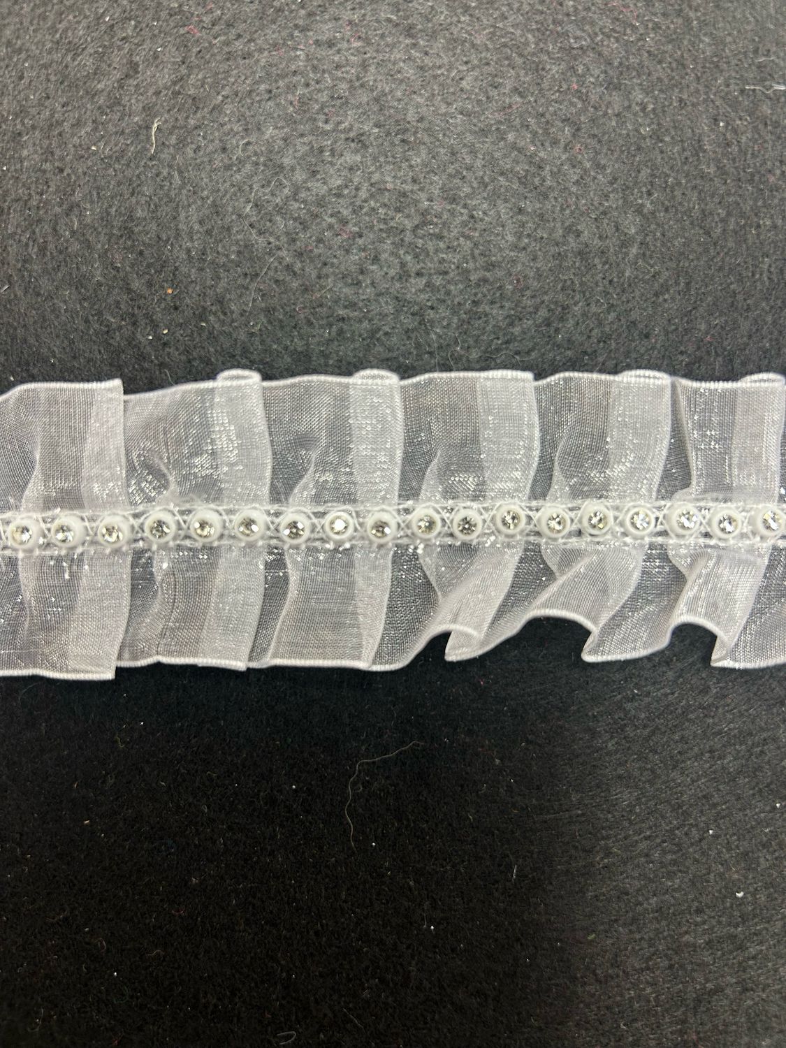 White Organza Frill Diamanté Centre