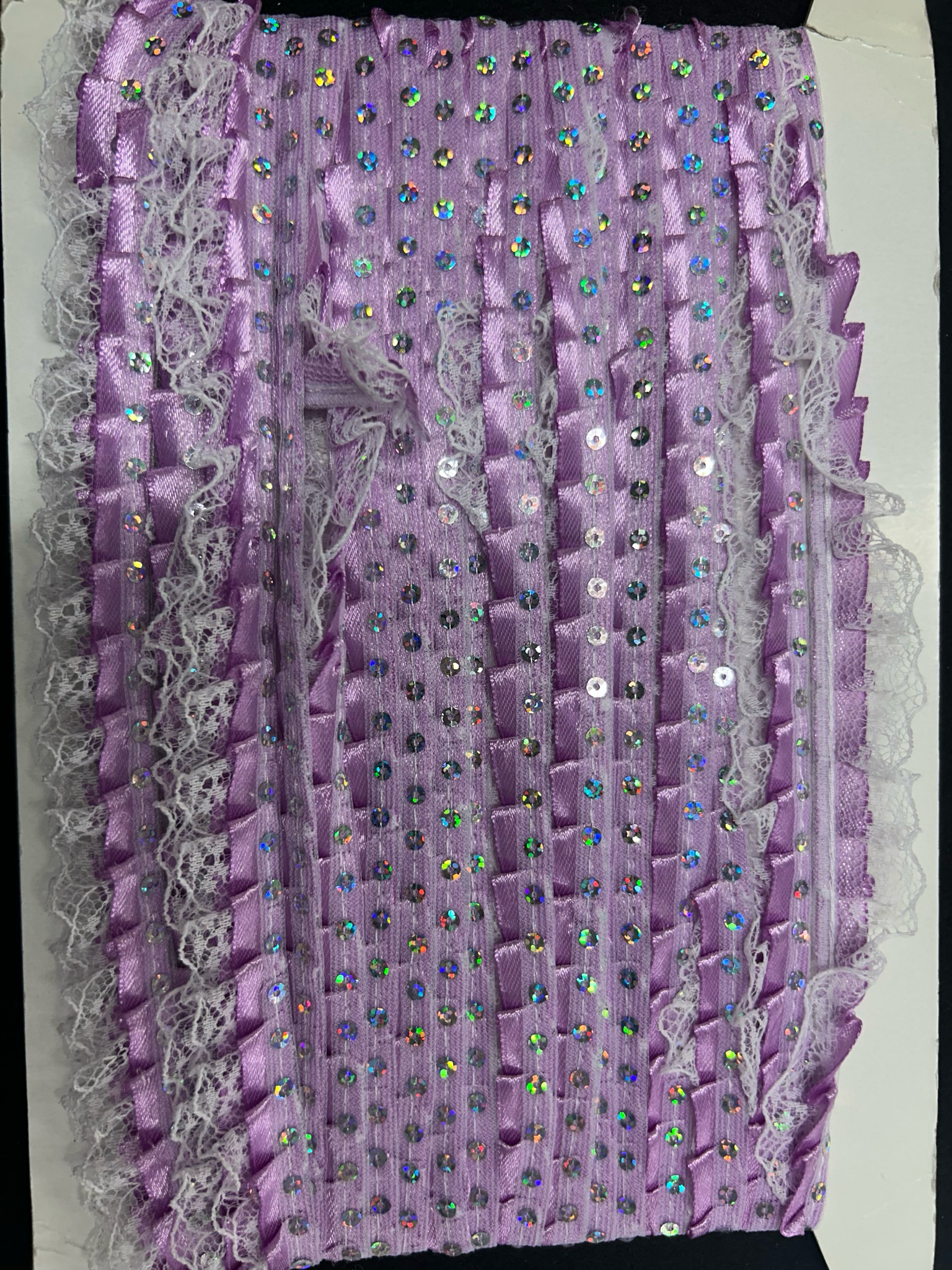 Lilac Pleated Sequin Lace Trim