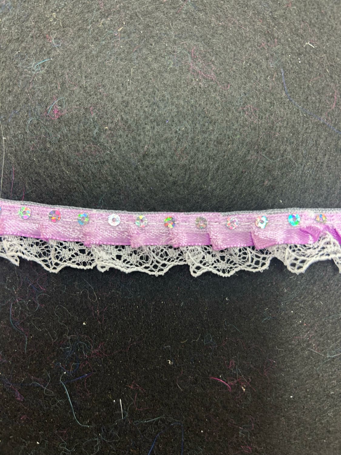 Lilac Pleated Sequin Lace Trim