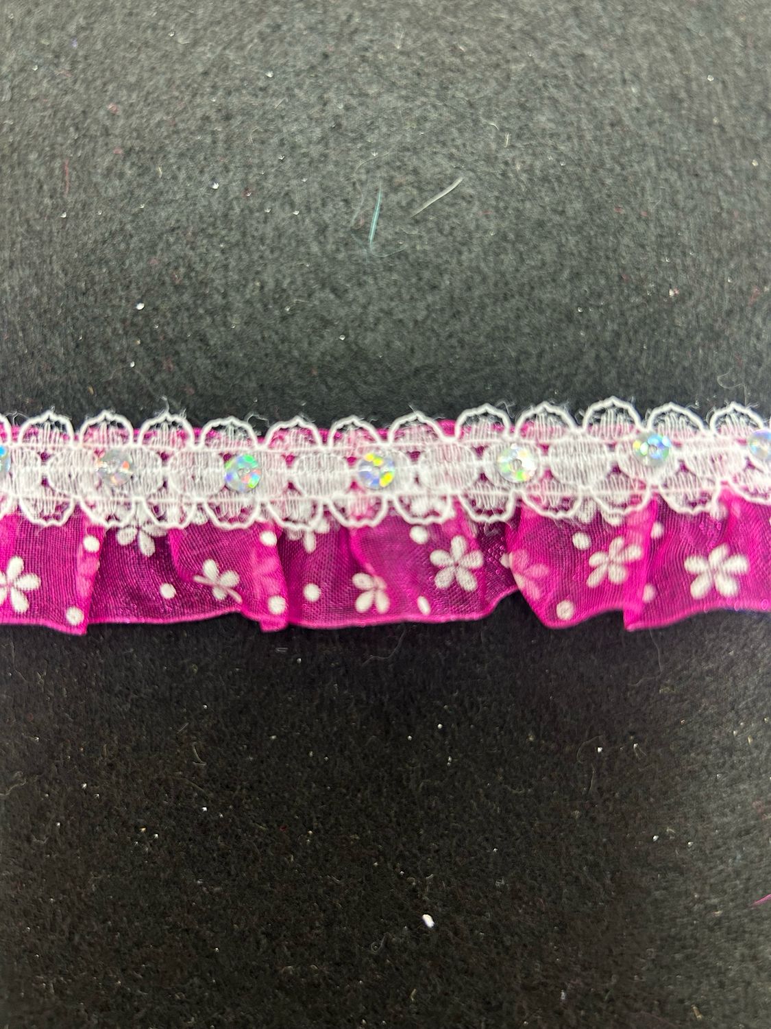 Cerise Organza Sequin Daisy Lace