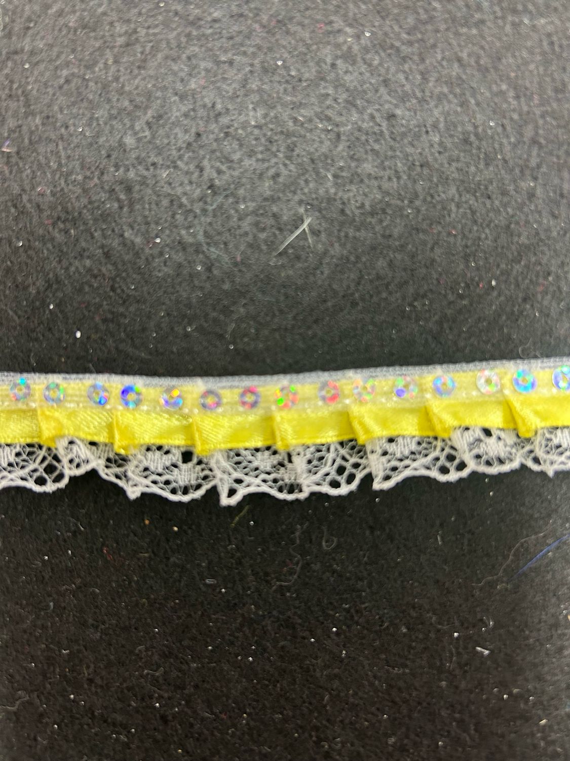 Yellow Pleated Sequin Lace Trim