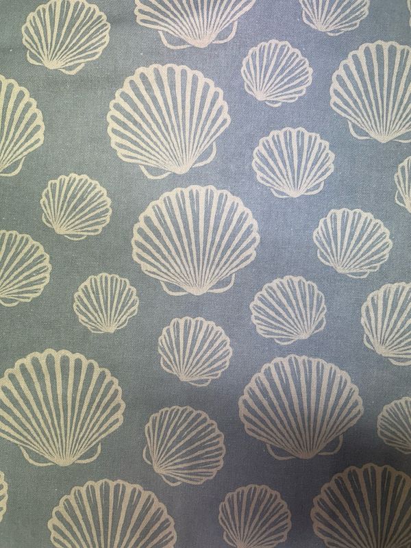 Linen Mix Sea Shells Blue