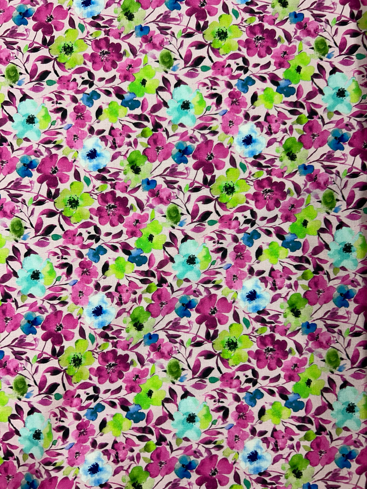 Linen Mix Blossoms Pink