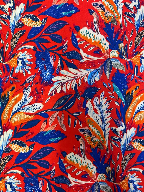 Tropical Leaves Viscose Lawn
