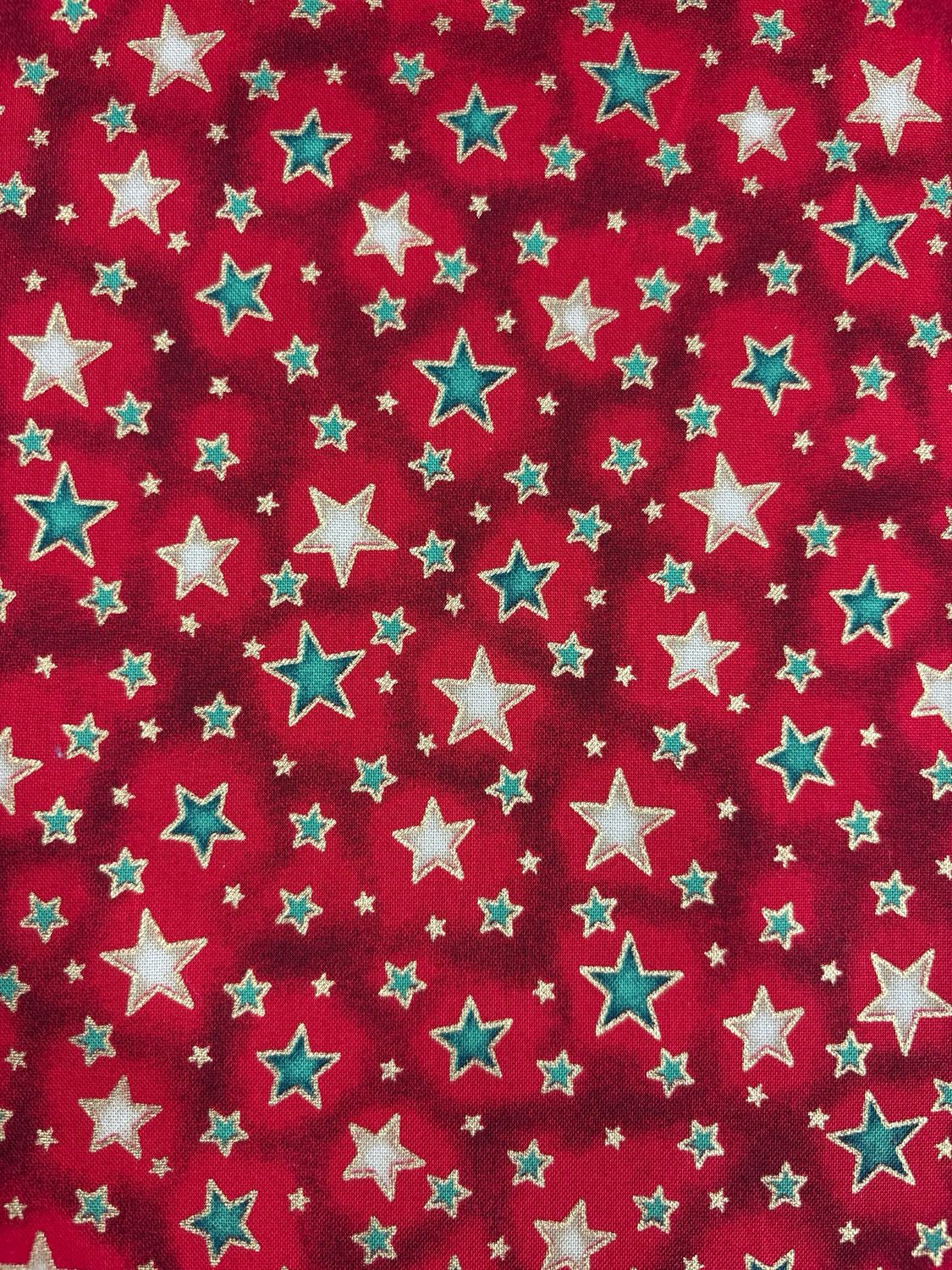 Multi Stars Red 100% Cotton