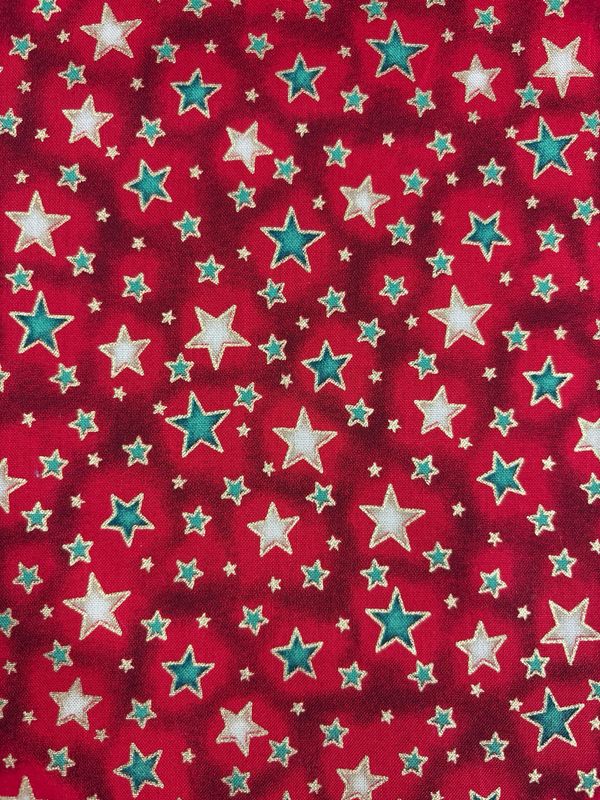 Multi Stars Red 100% Cotton