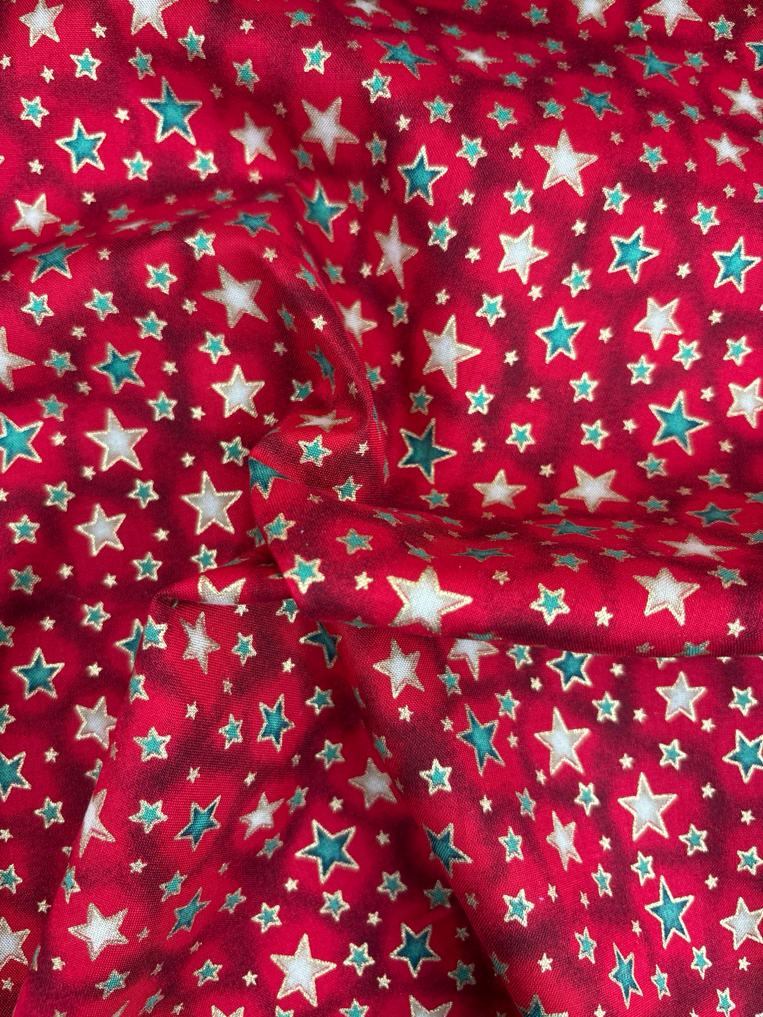 Multi Stars Red 100% Cotton