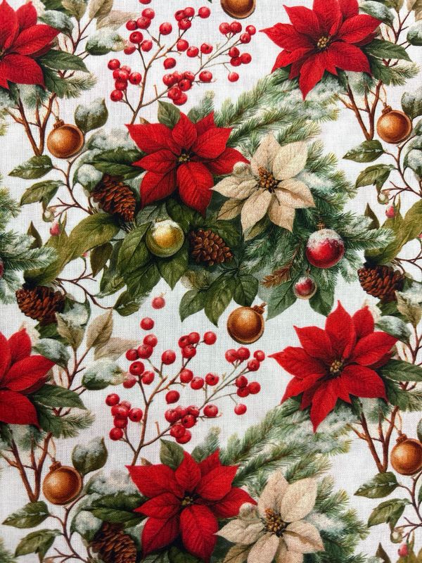 Classic Poinsettias 100% Cotton