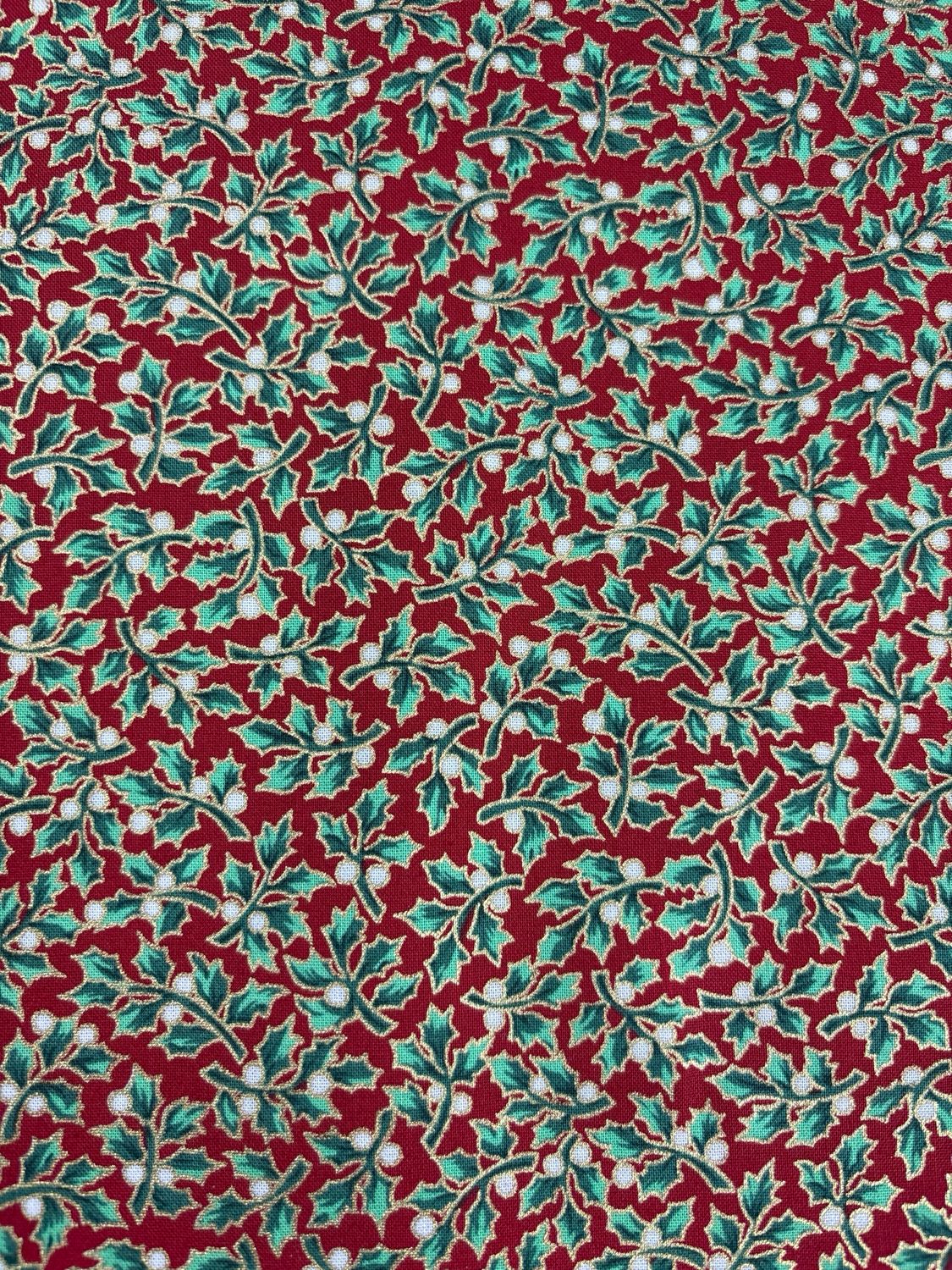 Holly With Berries 100% Cotton