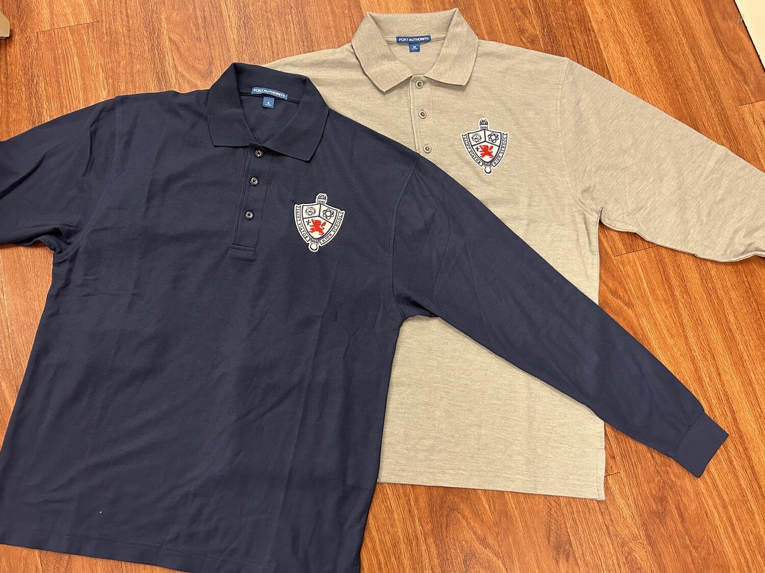 Mens Long Sleeve Gray Polo