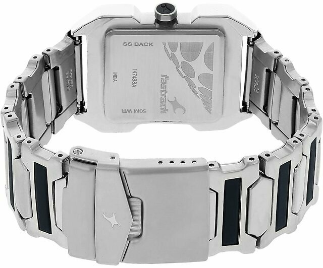 Fastrack Analog Quartz Silver Dial Rectangle Stainless Steel Strap Casual Watch for Men