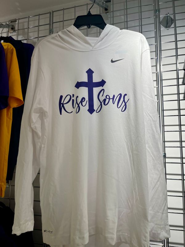 White “Rise Sons” LS Drifit Hoodie