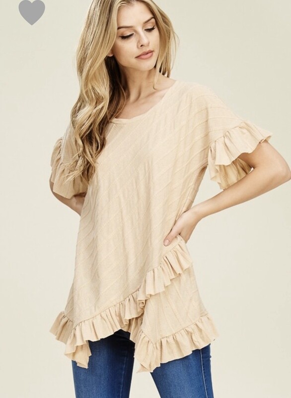Taupe Ruffle Top