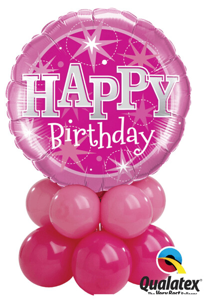 Pink birthday balloon table topper