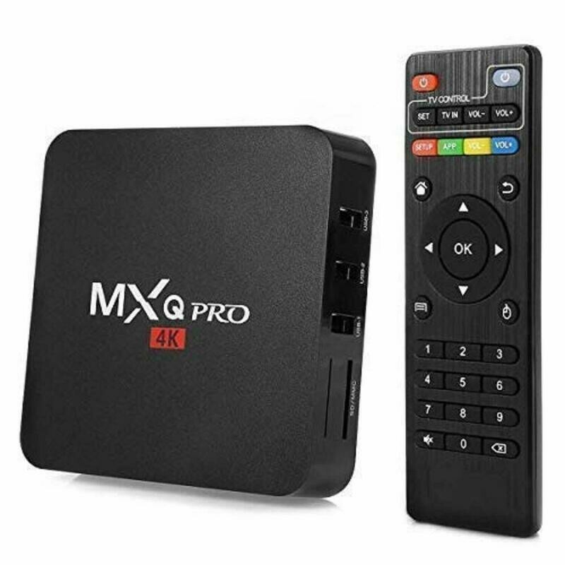 MXQ Pro 4K Android TV Box with 64Bit Quad Core Wi-Fi UHD Smart TV Box - (Black)