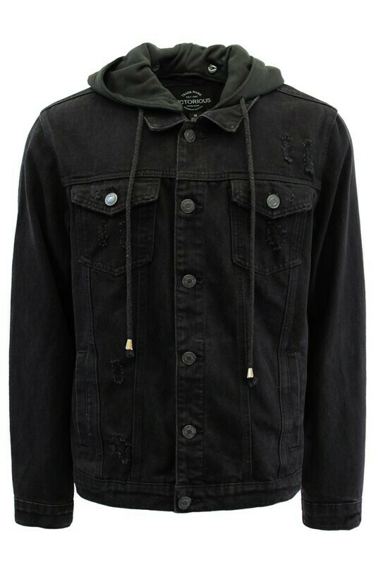 Men's Detachable Hood Denim Jacket