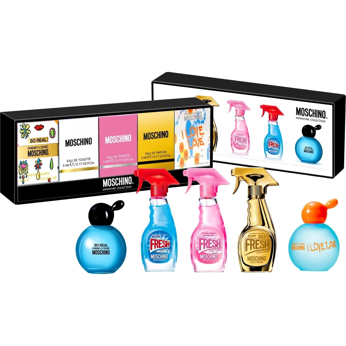 MOSCHINO MINIATURE COLLECTION 5PC / FRESH COUTURE+FRESH PINK+FRESH GOLD+SO REAL+I LOVE LOVE LOVE
