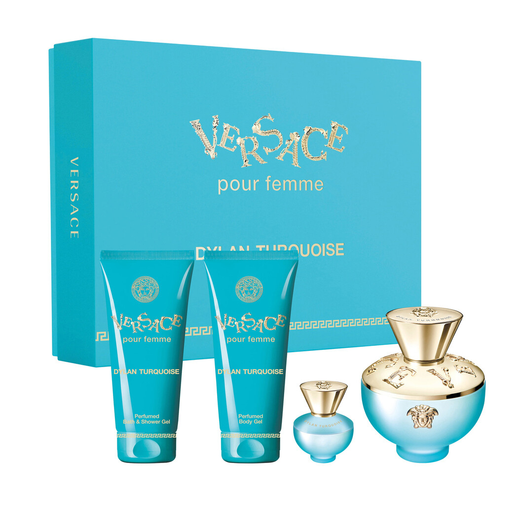 VERSACE DYLAN TURQUOISE FEMME 100ML EDT + 2 LOTIONS+ 1 MINI