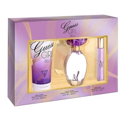 GUESS BELLE SET FOR HER 3PC / EDT 100ML + TRAVEL SPRAY 15ML + LOTION 200ML
