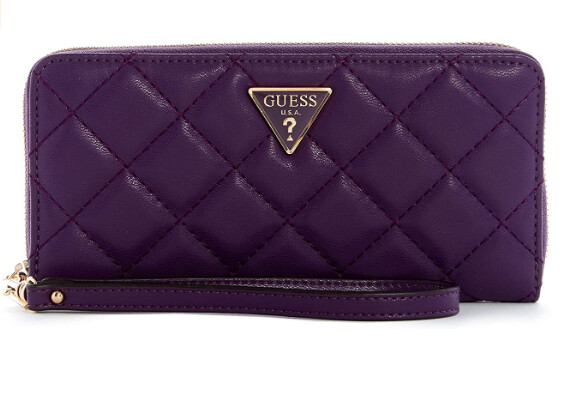 GUESS CESSILY SLG LARGE ZIP / COLOR EGGPLANT