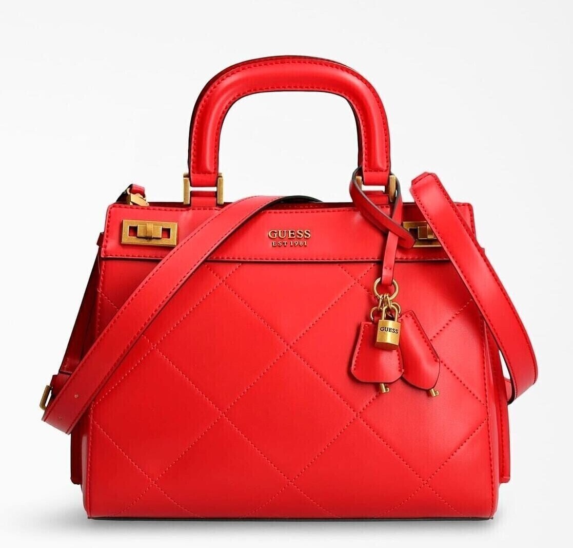 GUESS KATEY LARGE SATCHEL / COLOR ROMAN RED