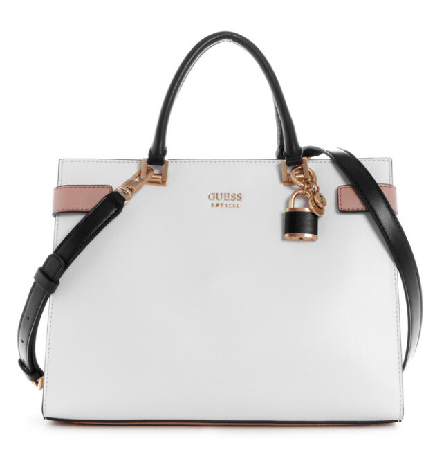 GUESS ATENE LARGE SOCIETY SATCHEL / COLOR WHITE
