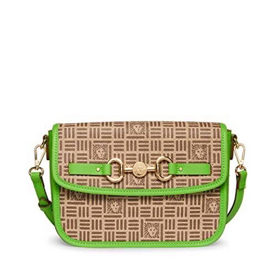 ANNE KLEIN LION LOGO FLAP CROSSBODY VERDE CON BROCA DE CABALLO