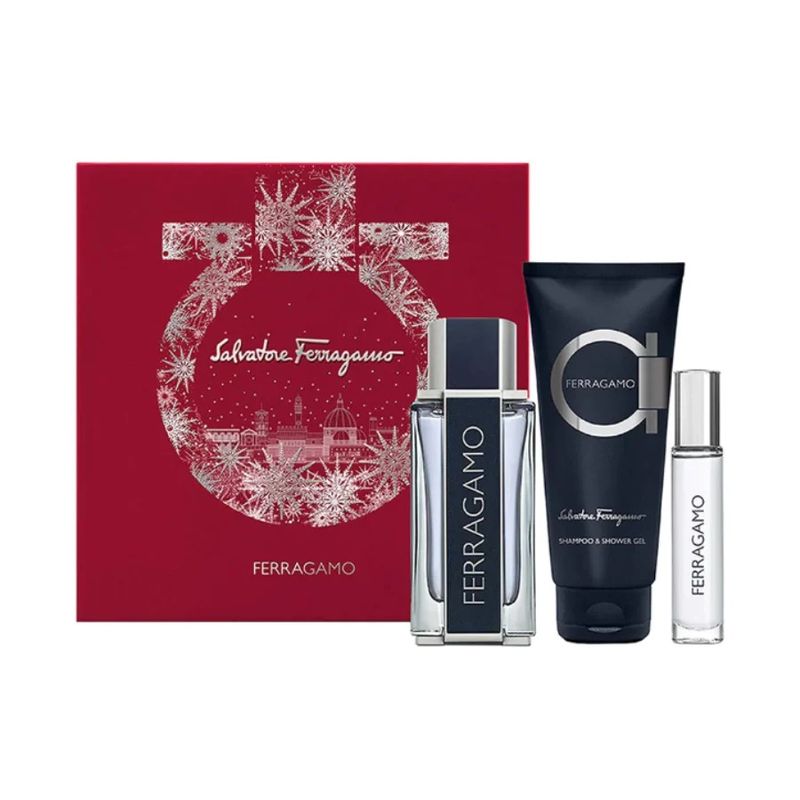 SALVATORE FERRAGAMO MEN SET EDT 100ML SET 3PCS +LOTION +MINI