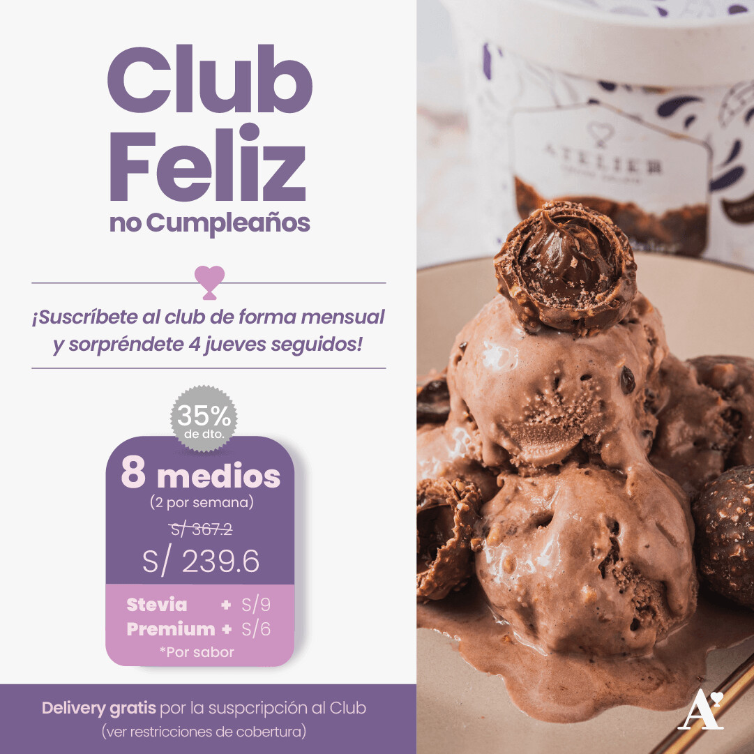 Club feliz NO a cumpleaños 💜 2 medios  (por 4 jueves)