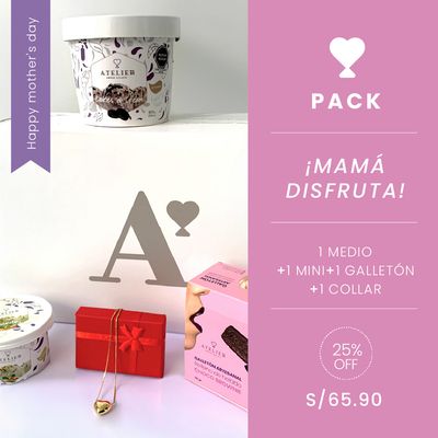 Pack Disfruta MAMÁ 💜: 1 medio + 1 mini + 1 galletón + 1 collar