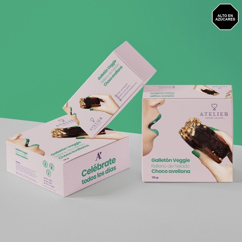 Galletón Veggie con Helado  Choco Avellana   (1 unidad)