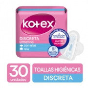 Toallas Femeninas Kotex Ultra Fina Alas +2 10 Unidades Caja X 12