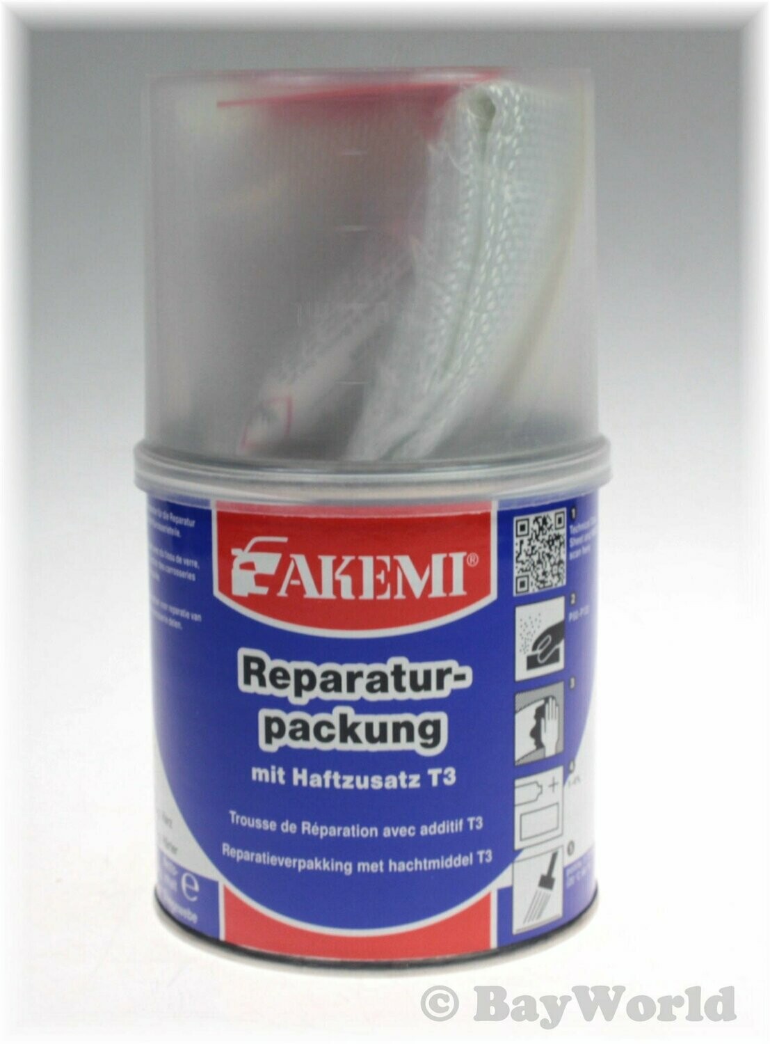 AKEMI 2-K-Polyesterharz Haftzusatz T3 Glasgewebe Reparatur-Packung 250g 30225