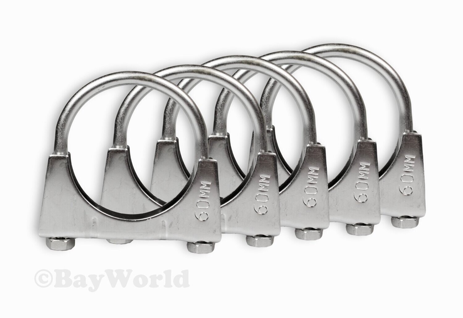 5x BayWorld Edelstahl Rohrbügelschelle M8x60mm Auspuffschelle V2A U-Bolt Clamp