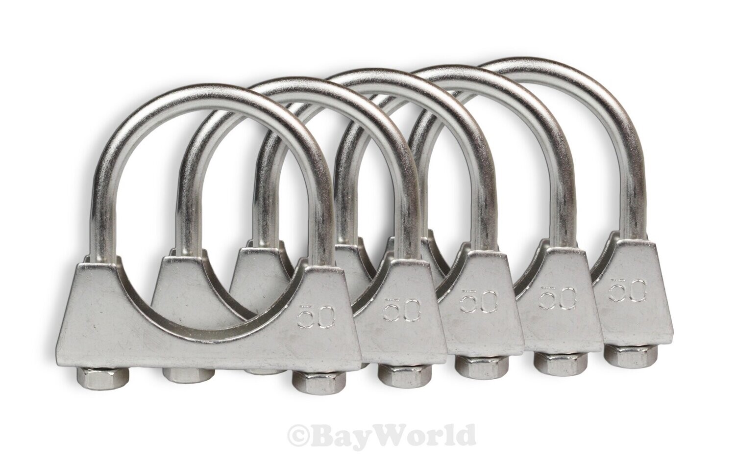 5x BayWorld Edelstahl Rohrbügelschelle M8x50mm Auspuffschelle V2A U-Bolt Clamp
